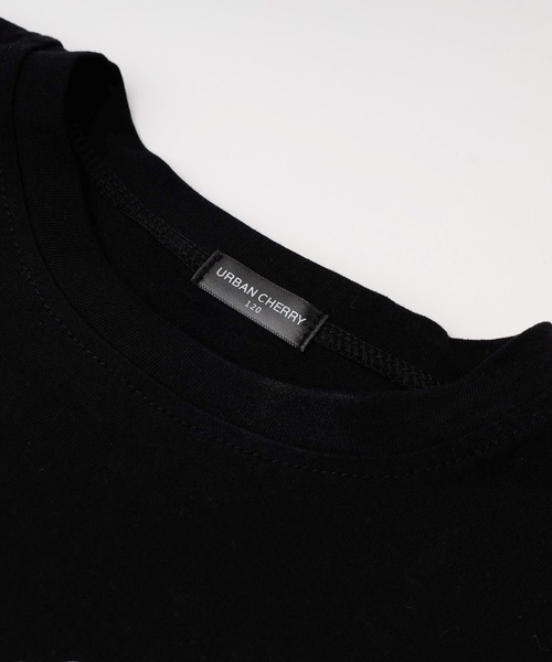 URBAN CHERRY（アーバンチェリー）の「【2点セット】リボンプリントクロップドTシャツ＋フリルドッキングパンツ（Tシャツ/カットソー・キッズ・ブラック・110cm/120cm/130cm）」の18枚目の写真