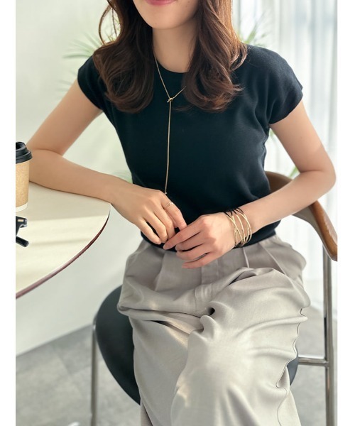 fifth（フィフス）の「クルーネックゆったりサマーニット（ニット/セーター・レディース・ベージュ/ホワイト/ブラック・M）」の13枚目の写真