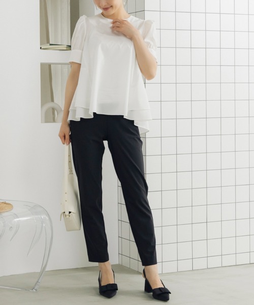 Sono(ソーノ)の「【SONO/ソーノ】【SONO NAVY/ソーノネイビー】バックティアードパフィブラウス(シャツ/ブラウス・レディース・ホワイト/ネイビー・F)」の7枚目の写真
