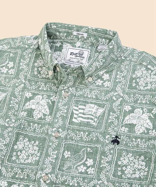 reyn spooner(レインスプーナー)の「Brooks Brothers×Reyn Spooner コットン/ポリエステル ボタンダウン アロハシャツ(シャツ/ブラウス・メンズ・ブルーパープル/レッド/グリーン・LARGE/SMALL/MEDIUM)」の4枚目の写真