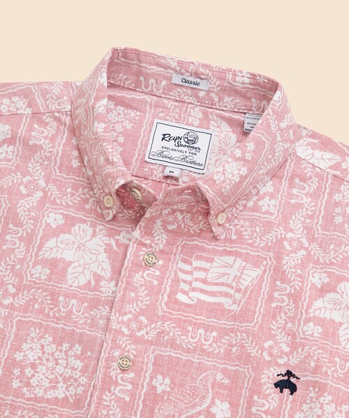 reyn spooner(レインスプーナー)の「Brooks Brothers×Reyn Spooner コットン/ポリエステル ボタンダウン アロハシャツ(シャツ/ブラウス・メンズ・ブルーパープル/レッド/グリーン・LARGE/SMALL/MEDIUM)」の14枚目の写真