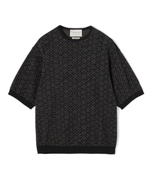 TOMORROWLAND tricot ジオメトリック柄 強撚ハイゲージコットンニットTシャツ