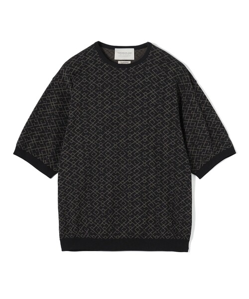 TOMORROWLAND (トゥモローランド)の「TOMORROWLAND tricot ジオメトリック柄 強撚ハイゲージコットンニットTシャツ(ニット/セーター・メンズ・ブラック系その他/ブルー系その他・S/M/L)」の2枚目の写真