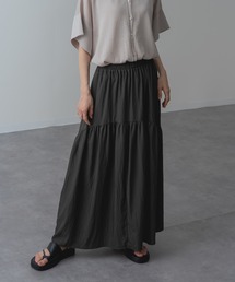 【refinedworks】ナチュラルに彩る フレア ギャザー スカート