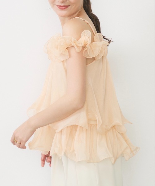 Lunea(ルネア)の「チュールフリルオフショルブラウス / tulle frill off shoulder blouse(シャツ/ブラウス・レディース・ピンク/アイボリー・FREE)」の17枚目の写真