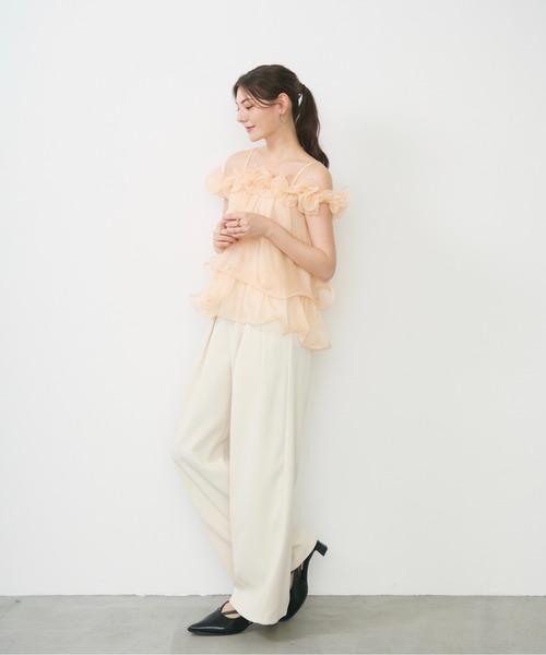 Lunea(ルネア)の「チュールフリルオフショルブラウス / tulle frill off shoulder blouse(シャツ/ブラウス・レディース・ピンク/アイボリー・FREE)」の7枚目の写真