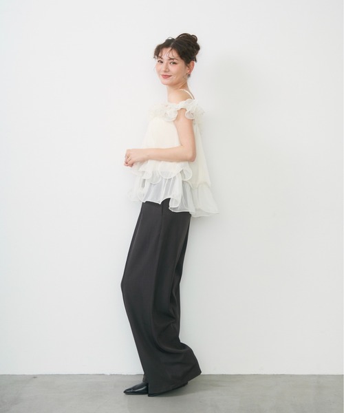 Lunea(ルネア)の「チュールフリルオフショルブラウス / tulle frill off shoulder blouse(シャツ/ブラウス・レディース・ピンク/アイボリー・FREE)」の12枚目の写真