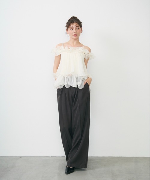 Lunea(ルネア)の「チュールフリルオフショルブラウス / tulle frill off shoulder blouse(シャツ/ブラウス・レディース・ピンク/アイボリー・FREE)」の11枚目の写真