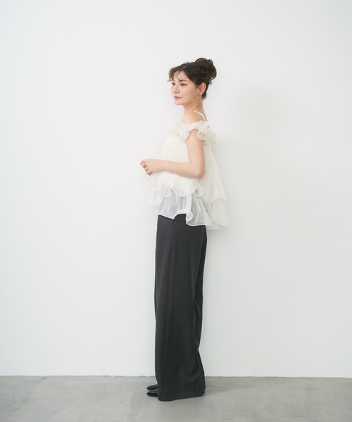 Lunea(ルネア)の「チュールフリルオフショルブラウス / tulle frill off shoulder blouse(シャツ/ブラウス・レディース・ピンク/アイボリー・FREE)」の10枚目の写真