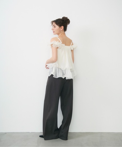 Lunea(ルネア)の「チュールフリルオフショルブラウス / tulle frill off shoulder blouse(シャツ/ブラウス・レディース・ピンク/アイボリー・FREE)」の9枚目の写真