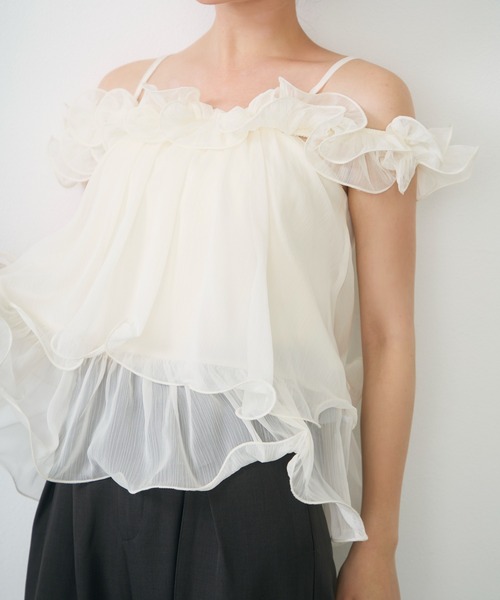 Lunea(ルネア)の「チュールフリルオフショルブラウス / tulle frill off shoulder blouse(シャツ/ブラウス・レディース・ピンク/アイボリー・FREE)」の21枚目の写真