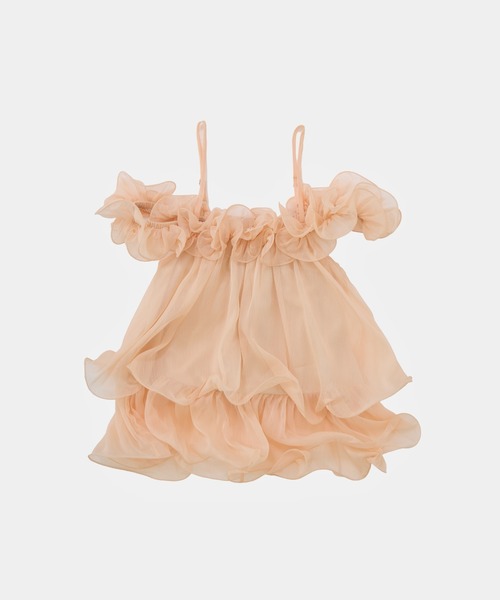 Lunea(ルネア)の「チュールフリルオフショルブラウス / tulle frill off shoulder blouse(シャツ/ブラウス・レディース・ピンク/アイボリー・FREE)」の3枚目の写真
