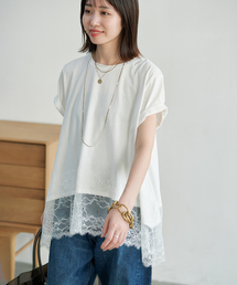 SLOBE IENA | 《シリーズあり》レースコンビハーフスリーブカットソー(Tシャツ/カットソー)