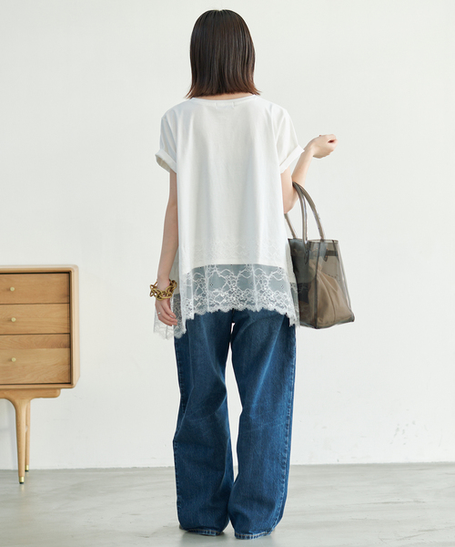 SLOBE IENA(スローブイエナ)の「《シリーズあり》レースコンビハーフスリーブカットソー(Tシャツ/カットソー・レディース・ブラウン/ホワイト/ブラック・FREE)」の14枚目の写真