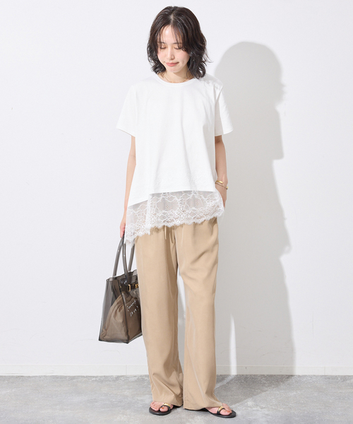 SLOBE IENA(スローブイエナ)の「《シリーズあり》レースコンビハーフスリーブカットソー(Tシャツ/カットソー・レディース・ブラウン/ホワイト/ブラック・FREE)」の16枚目の写真