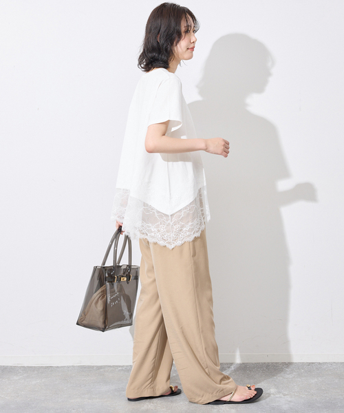 SLOBE IENA(スローブイエナ)の「《シリーズあり》レースコンビハーフスリーブカットソー(Tシャツ/カットソー・レディース・ブラウン/ホワイト/ブラック・FREE)」の17枚目の写真