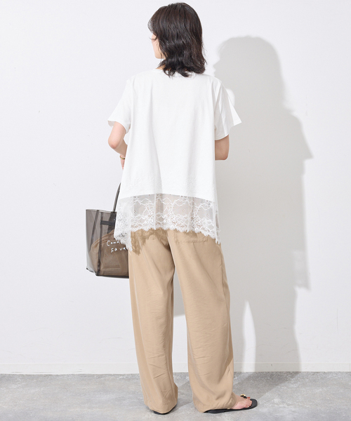 SLOBE IENA(スローブイエナ)の「《シリーズあり》レースコンビハーフスリーブカットソー(Tシャツ/カットソー・レディース・ブラウン/ホワイト/ブラック・FREE)」の18枚目の写真