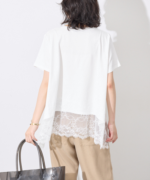 SLOBE IENA(スローブイエナ)の「《シリーズあり》レースコンビハーフスリーブカットソー(Tシャツ/カットソー・レディース・ブラウン/ホワイト/ブラック・FREE)」の21枚目の写真