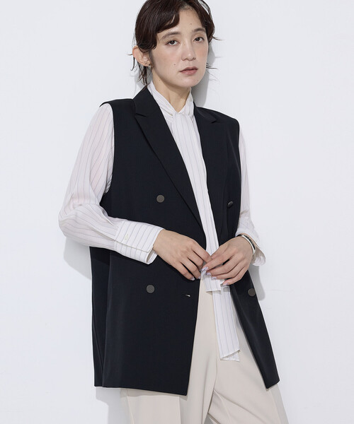 COMME CA(コムサ)の「〔 TALLサイズ 〕 ネオストレッチトロ ジレ(ベスト・レディース・ブラック・15号)」の1枚目の写真