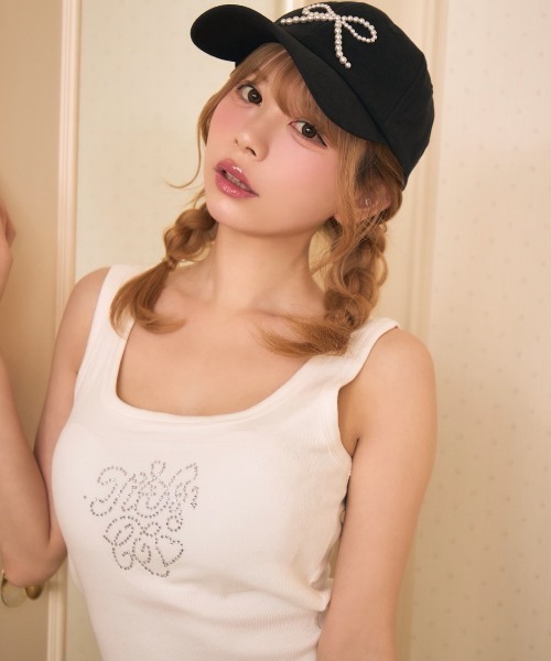 TITTY&CO.(ティティーアンドコー)の「ストーンロゴタンクトップ(タンクトップ・レディース・ライトグレー/ホワイト/ブラック/ライトブルー・FREE)」の7枚目の写真
