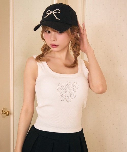TITTY&CO.(ティティーアンドコー)の「ストーンロゴタンクトップ(タンクトップ・レディース・ライトグレー/ホワイト/ブラック/ライトブルー・FREE)」の10枚目の写真