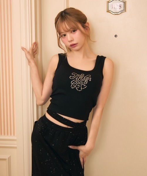 TITTY&CO.(ティティーアンドコー)の「ストーンロゴタンクトップ(タンクトップ・レディース・ライトグレー/ホワイト/ブラック/ライトブルー・FREE)」の5枚目の写真