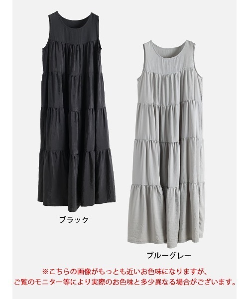 GOLDJAPAN(ゴールドジャパン)の「接触冷感ノースリーブティアードワンピース【大きいサイズ対応】(ワンピース・レディース・ブラック/ブルーグレー・LL/3L/4L/5L)」の16枚目の写真