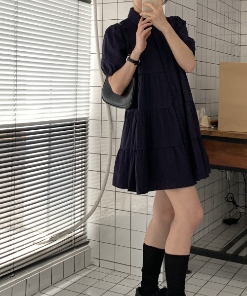 YUGA(ユーガ)の「YUGA_YGMC Korean-style Tiered mini dress(ワンピース・レディース・ライトイエロー/ネイビー・FREE)」の18枚目の写真