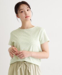 【接触冷感/マシンウォッシュ可】スウィート アリッサム柄スムースTシャツ