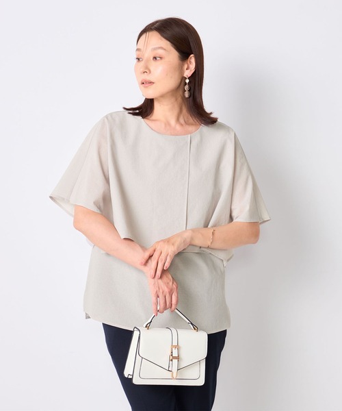 GALLORIA(ギャローリア)の「【接触冷感・ウォッシャブル】ケープ風ブラウス(シャツ/ブラウス・レディース・ライトグレー/ネイビー/オレンジ・LL/S/M/L)」の2枚目の写真