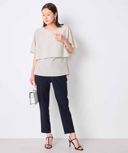 GALLORIA(ギャローリア)の「【接触冷感・ウォッシャブル】ケープ風ブラウス(シャツ/ブラウス・レディース・ライトグレー/ネイビー/オレンジ・LL/S/M/L)」の5枚目の写真