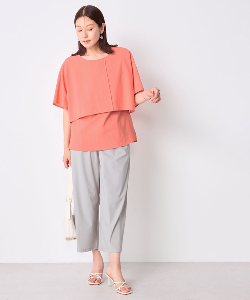 GALLORIA(ギャローリア)の「【接触冷感・ウォッシャブル】ケープ風ブラウス(シャツ/ブラウス・レディース・ライトグレー/ネイビー/オレンジ・LL/S/M/L)」の13枚目の写真