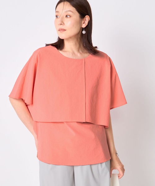 GALLORIA(ギャローリア)の「【接触冷感・ウォッシャブル】ケープ風ブラウス(シャツ/ブラウス・レディース・ライトグレー/ネイビー/オレンジ・LL/S/M/L)」の14枚目の写真