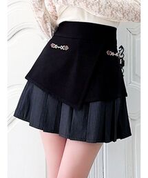 レイヤードプリーツミニスカート