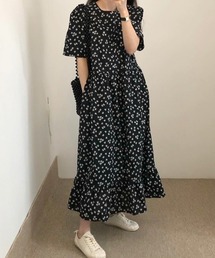 フラワーティアードロングワンピース