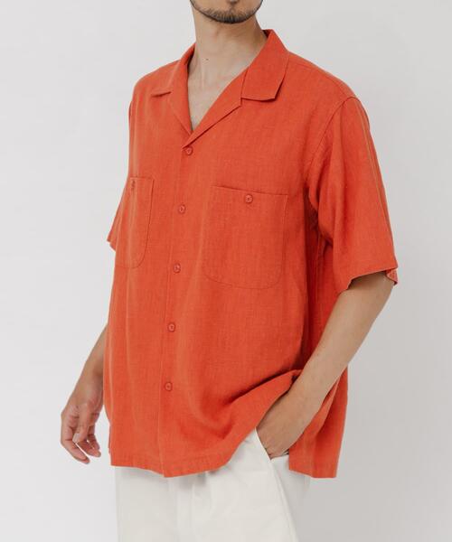URBAN RESEARCH(アーバンリサーチ)の「SANDWASH LINEN OPEN SHIRTS(シャツ/ブラウス・メンズ・オレンジ/ホワイト/ライトブルー/ネイビー・MEDIUM/LARGE)」の1枚目の写真