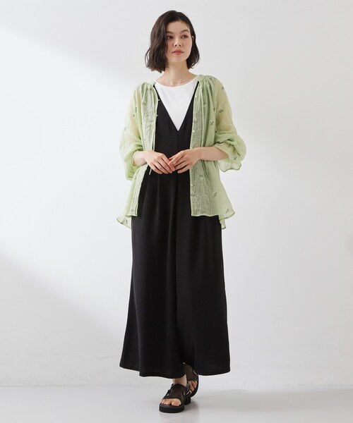 THE SHOP TK （ザ ショップ ティーケー ）の「【ひんやり/防しわ】サロペットパンツ（サロペット/オーバーオール・レディース・ブラック/ダークブラウン・12/13）」の8枚目の写真