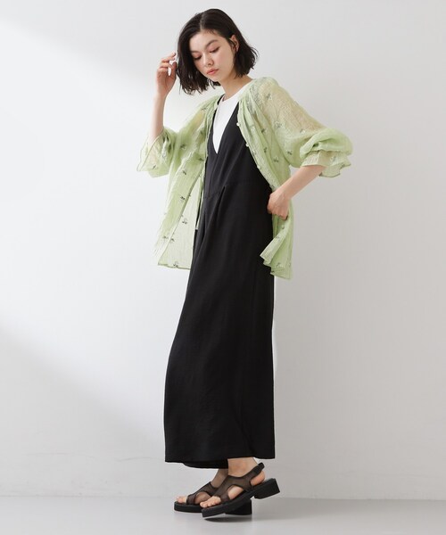 THE SHOP TK （ザ ショップ ティーケー ）の「【ひんやり/防しわ】サロペットパンツ（サロペット/オーバーオール・レディース・ブラック/ダークブラウン・12/13）」の7枚目の写真