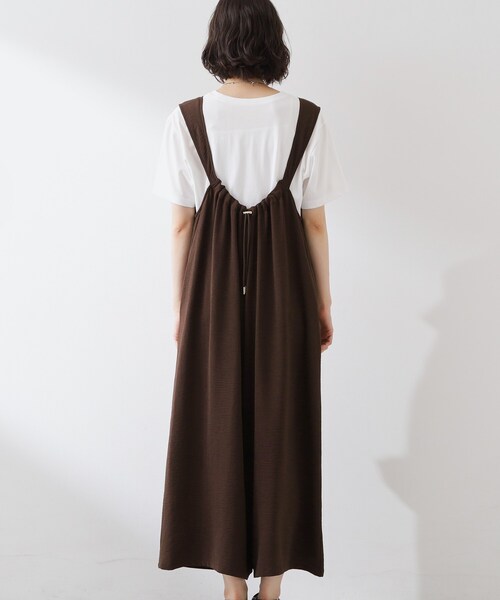 THE SHOP TK （ザ ショップ ティーケー ）の「【ひんやり/防しわ】サロペットパンツ（サロペット/オーバーオール・レディース・ブラック/ダークブラウン・12/13）」の14枚目の写真