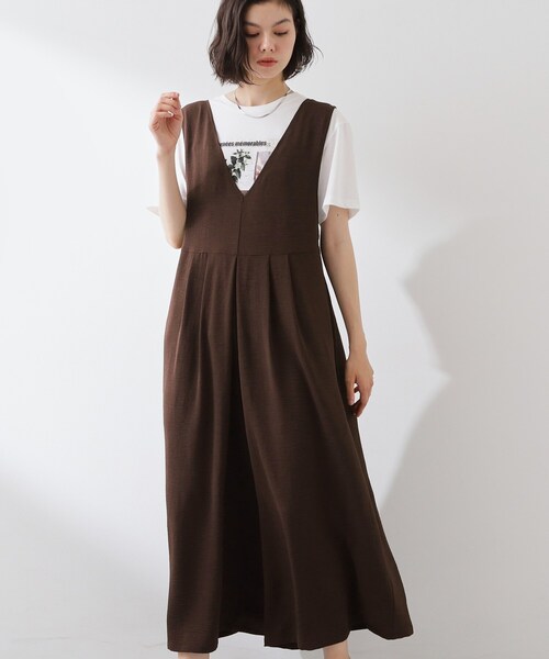 THE SHOP TK （ザ ショップ ティーケー ）の「【ひんやり/防しわ】サロペットパンツ（サロペット/オーバーオール・レディース・ブラック/ダークブラウン・12/13）」の18枚目の写真