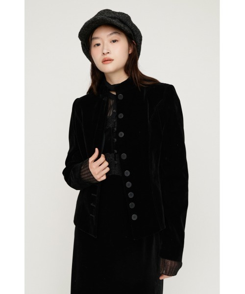 SLY(スライ)の「NAPOLEON SHAPED PANEL JACKET ナポレオンシェイプドパネルジャケット 秋服 冬服(ノーカラージャケット・レディース・マルチ/ブラック/ベージュ・FREE)」の4枚目の写真