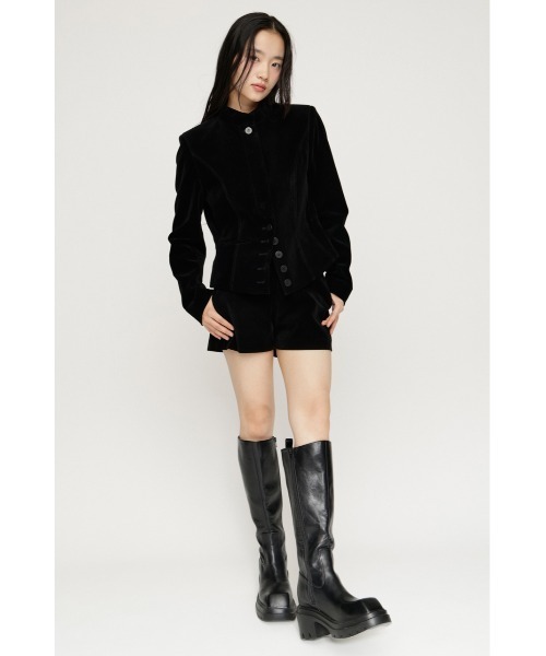 SLY(スライ)の「NAPOLEON SHAPED PANEL JACKET ナポレオンシェイプドパネルジャケット 秋服 冬服(ノーカラージャケット・レディース・マルチ/ブラック/ベージュ・FREE)」の6枚目の写真