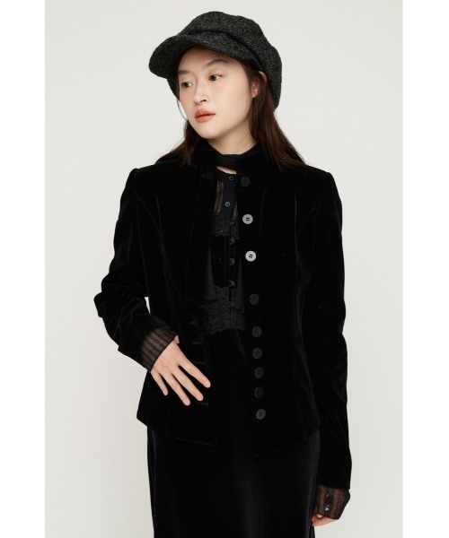 SLY(スライ)の「NAPOLEON SHAPED PANEL JACKET ナポレオンシェイプドパネルジャケット 秋服 冬服(ノーカラージャケット・レディース・マルチ/ブラック/ベージュ・FREE)」の8枚目の写真