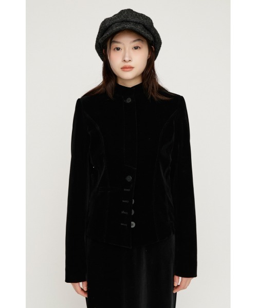 SLY(スライ)の「NAPOLEON SHAPED PANEL JACKET ナポレオンシェイプドパネルジャケット 秋服 冬服(ノーカラージャケット・レディース・マルチ/ブラック/ベージュ・FREE)」の9枚目の写真