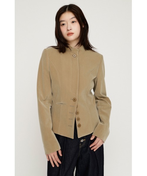 SLY(スライ)の「NAPOLEON SHAPED PANEL JACKET ナポレオンシェイプドパネルジャケット 秋服 冬服(ノーカラージャケット・レディース・マルチ/ブラック/ベージュ・FREE)」の10枚目の写真