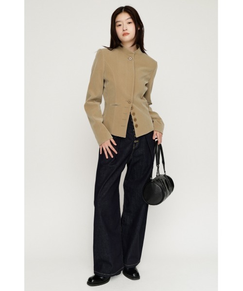 SLY(スライ)の「NAPOLEON SHAPED PANEL JACKET ナポレオンシェイプドパネルジャケット 秋服 冬服(ノーカラージャケット・レディース・マルチ/ブラック/ベージュ・FREE)」の12枚目の写真
