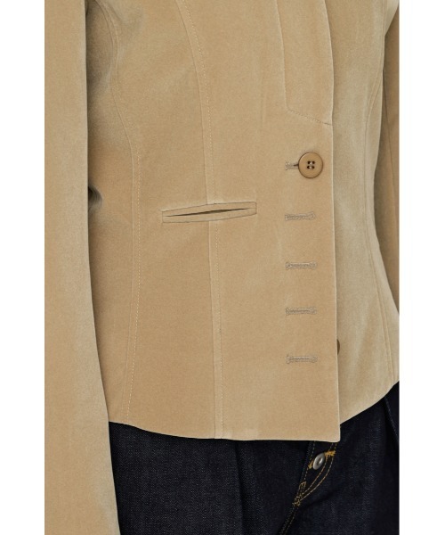 SLY(スライ)の「NAPOLEON SHAPED PANEL JACKET ナポレオンシェイプドパネルジャケット 秋服 冬服(ノーカラージャケット・レディース・マルチ/ブラック/ベージュ・FREE)」の21枚目の写真