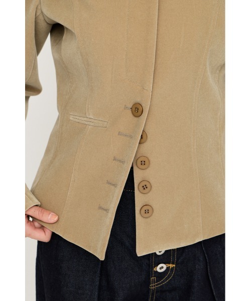 SLY(スライ)の「NAPOLEON SHAPED PANEL JACKET ナポレオンシェイプドパネルジャケット 秋服 冬服(ノーカラージャケット・レディース・マルチ/ブラック/ベージュ・FREE)」の22枚目の写真