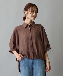 ボリュームスリーブ裾ドロストブラウス