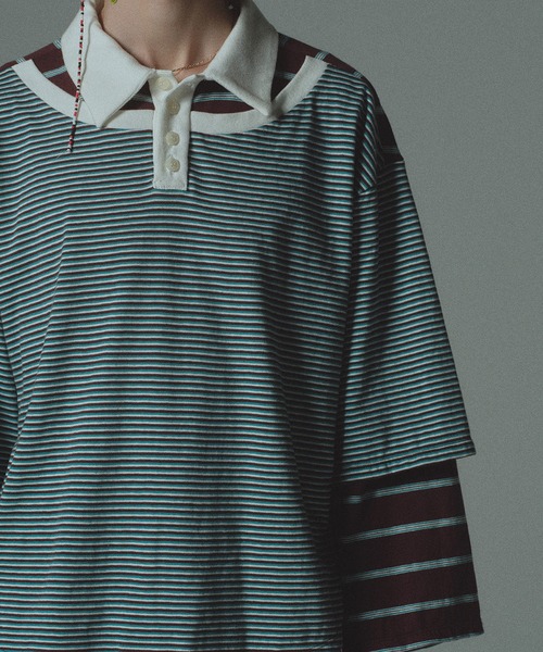 amok(アモク)の「DOCKING BORDER POLO SHIRT(ポロシャツ・メンズ・ブラウン/ブルー・S/M/L)」の13枚目の写真